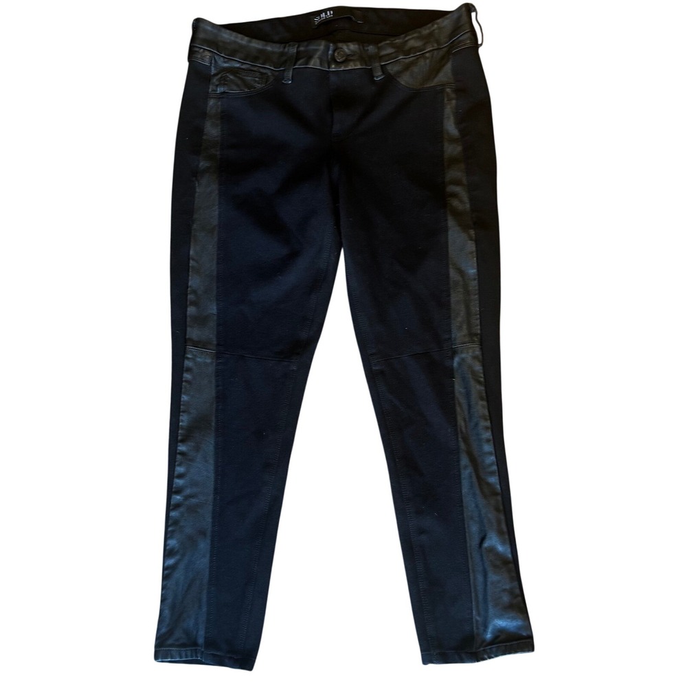 Made by Sold Design Lab Soho Super Skinny Pants 27 Black Leather Trim Moto Media